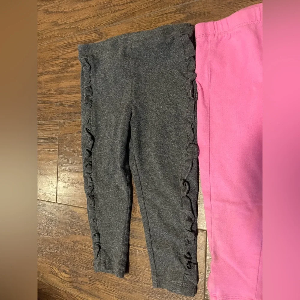 kate spade Charcoal Frilled and Bubblegum Kids Leggings 12 & 18 month baby 2 pc - Picture 2 of 6